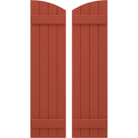 Americraft 4-Board (2 Batten) Wood Joined Board-n-Batten Shutters W/ Ellipt Top, ARW101BE414X55CLH